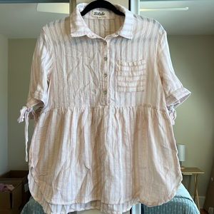 linen pink and cream blouse